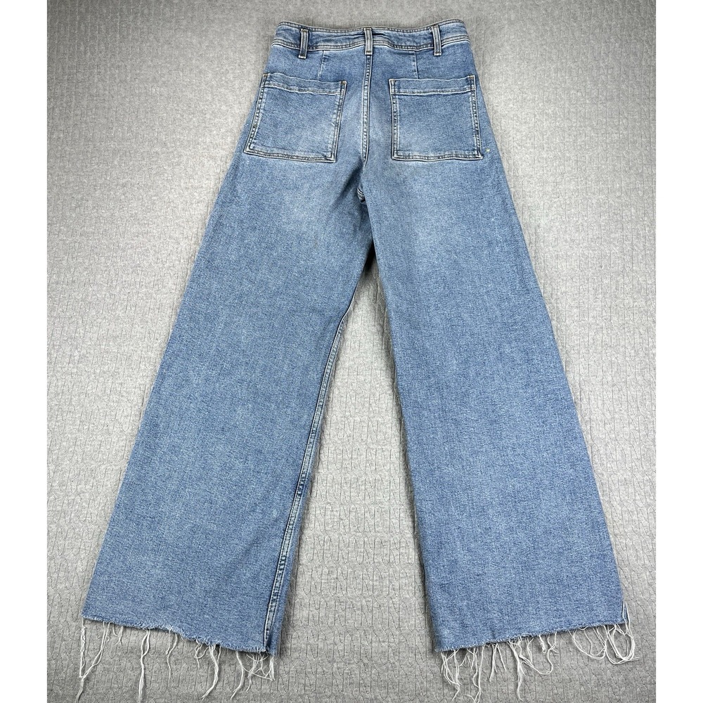 Zara Y2K 90s baggy Wide Leg High-Rise‎ Jeans Women 6/26X30 light wash Raw Hem - Picture 3 of 12